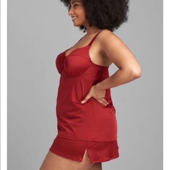 Lane Bryant Relaxed Underwire Swim Tankini Top Red Dahlia - Picture 3 of 6